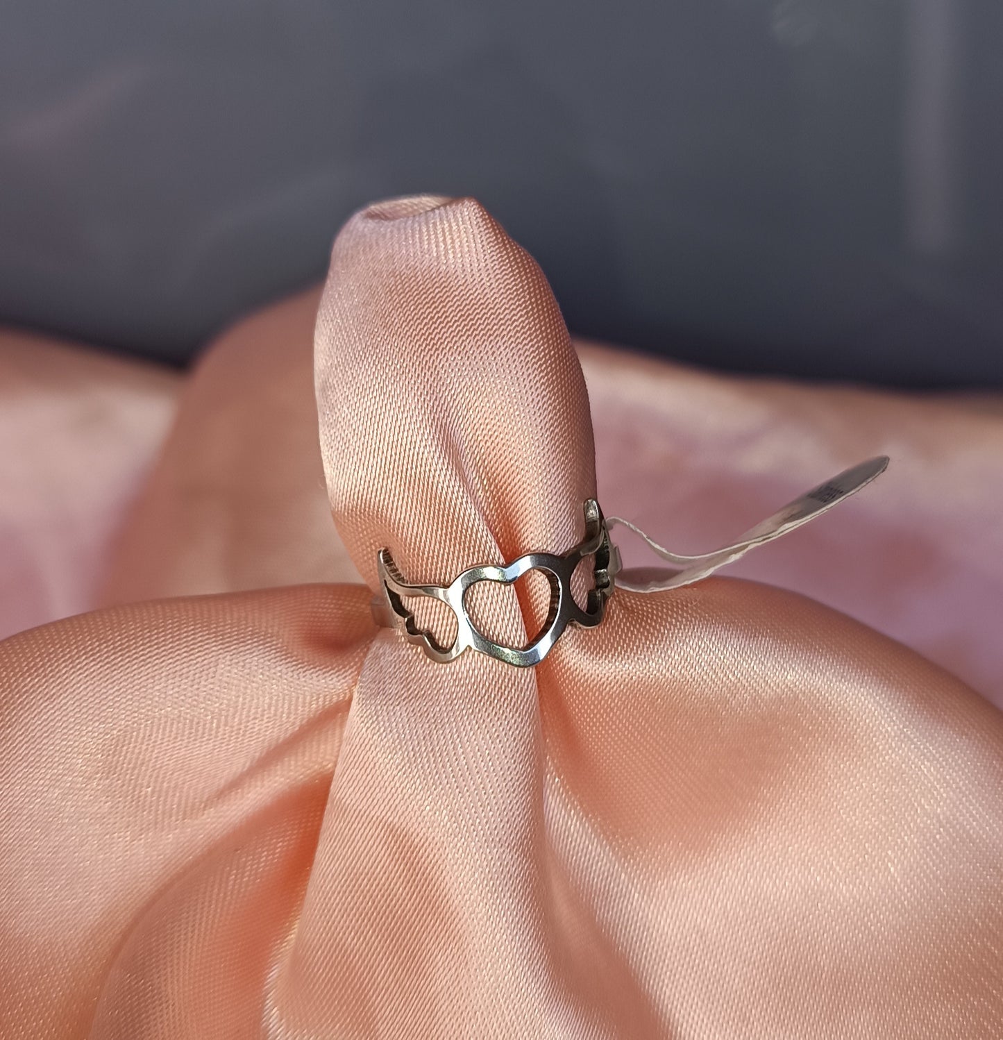 Bague acier inoxydable Femme taille 54 "cœur ailes"