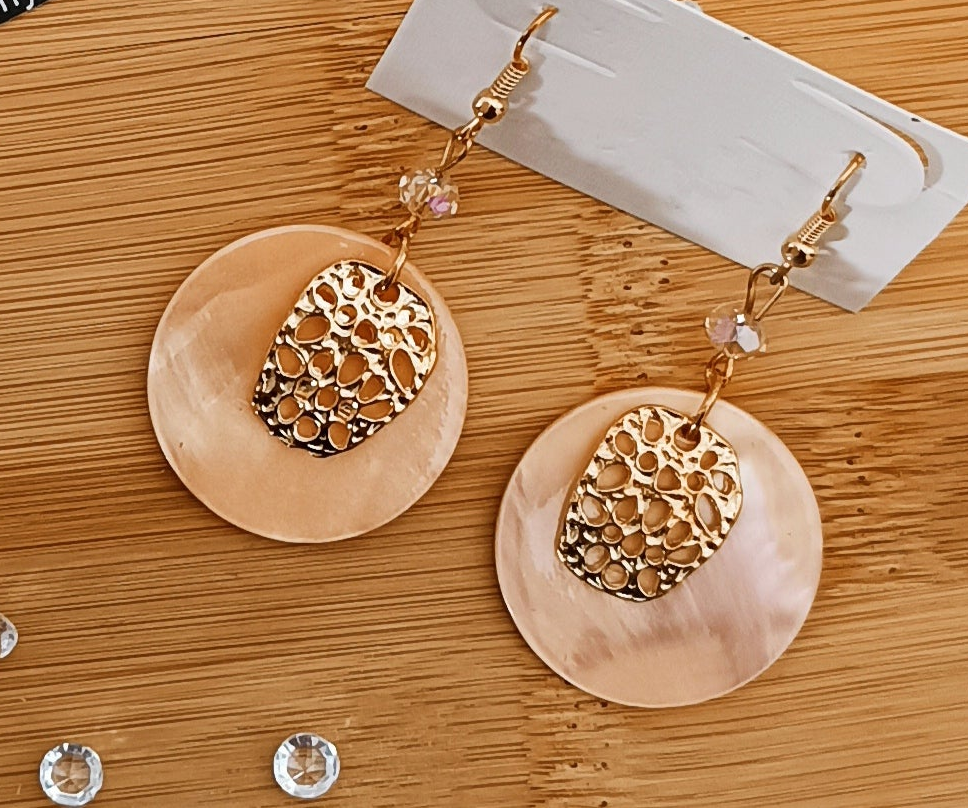 Boucles d'oreilles rondes Coquillage Épais forme Géométrique or