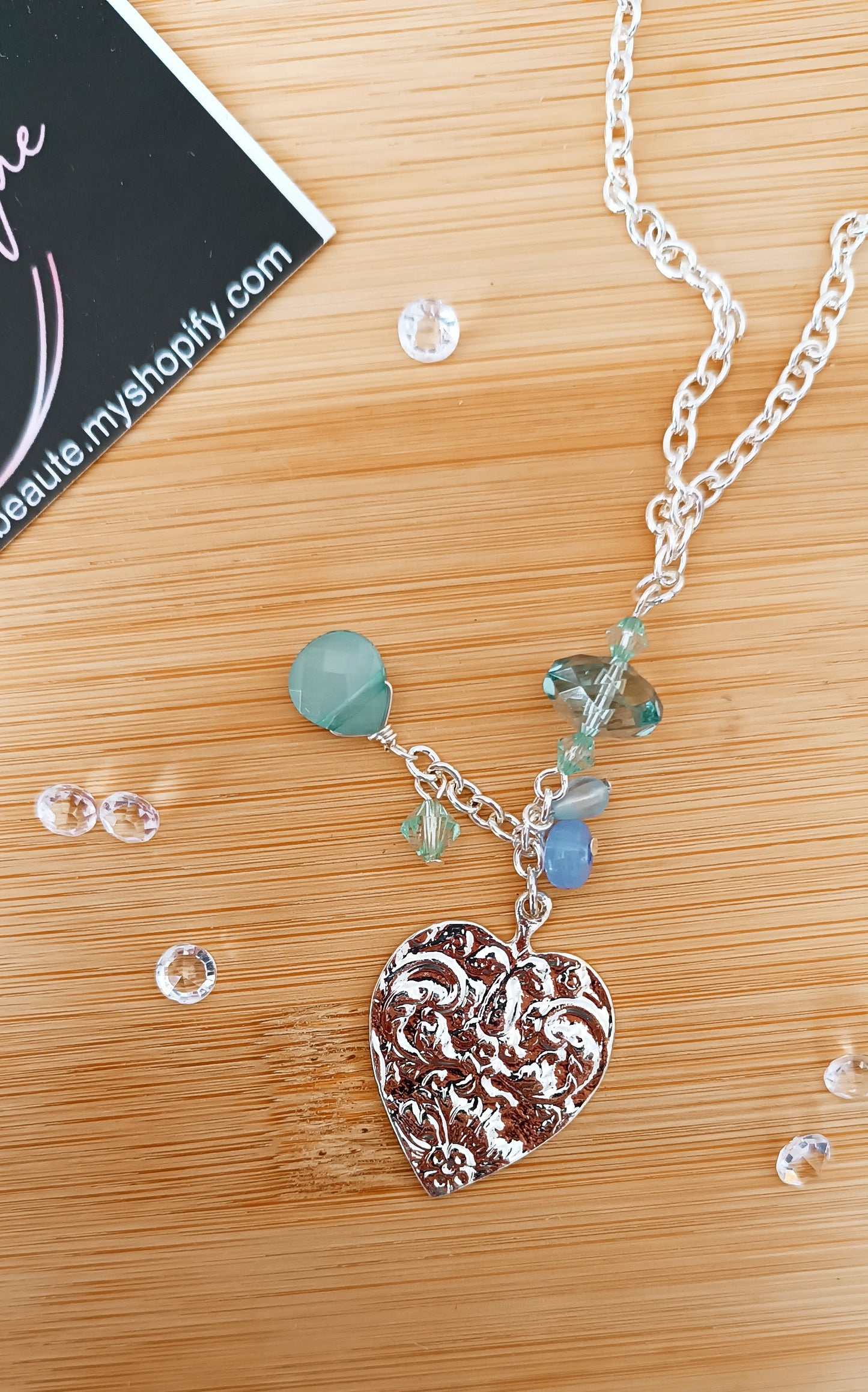 Chaîne et Pendentif "Cœur martelé " Argenté