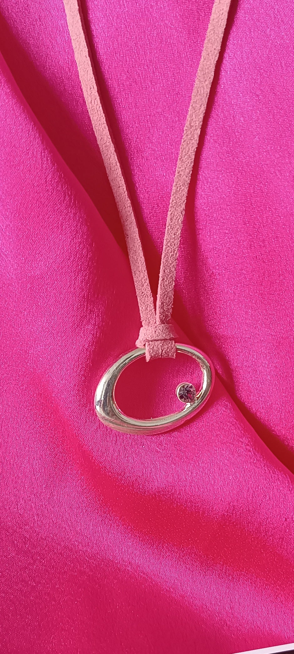 Collier pendentif ovale oeil avec strass acier inoxydable