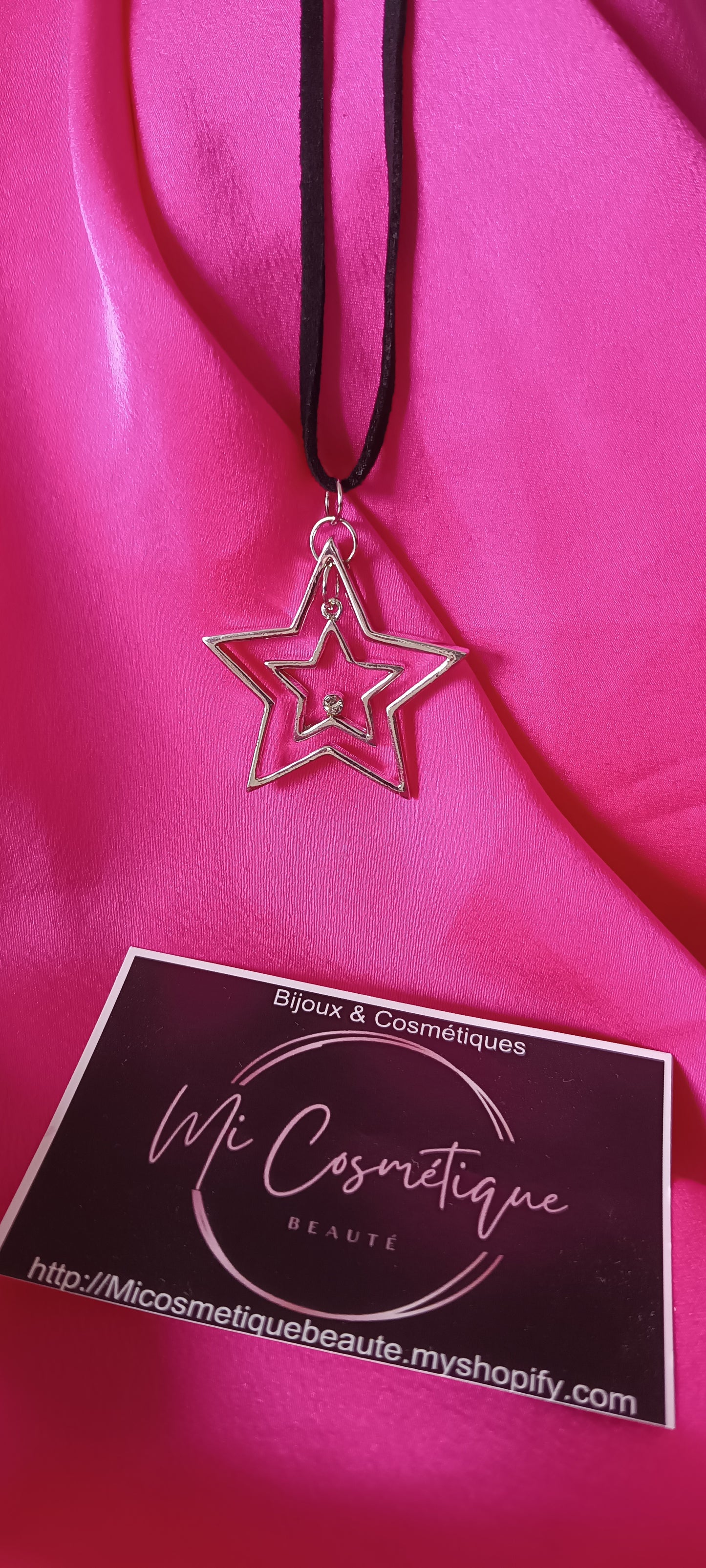 Collier et pendentif double Étoile petit strass Ajustable