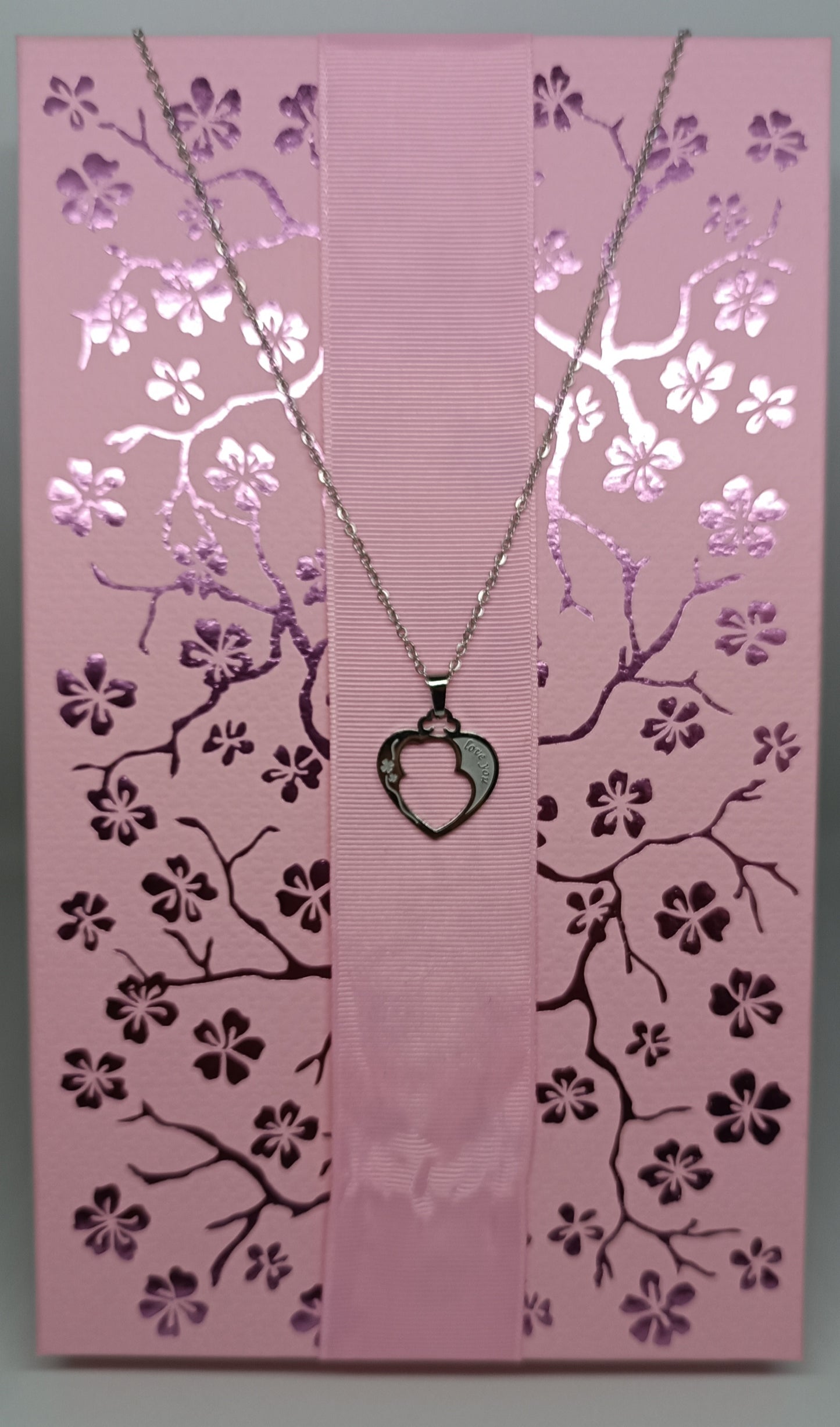 Chaine et pendentif coeur acier inoxydable " I love you "