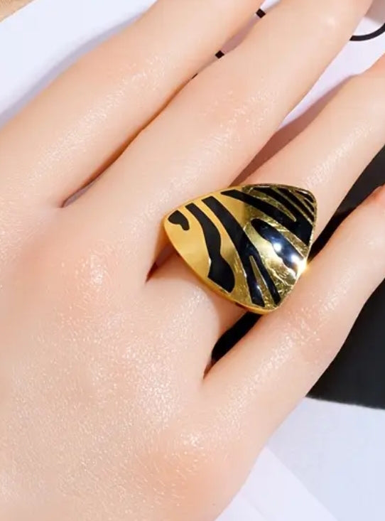 Bague Ajustable Réglable Acier inoxydable triangulaire Léopard