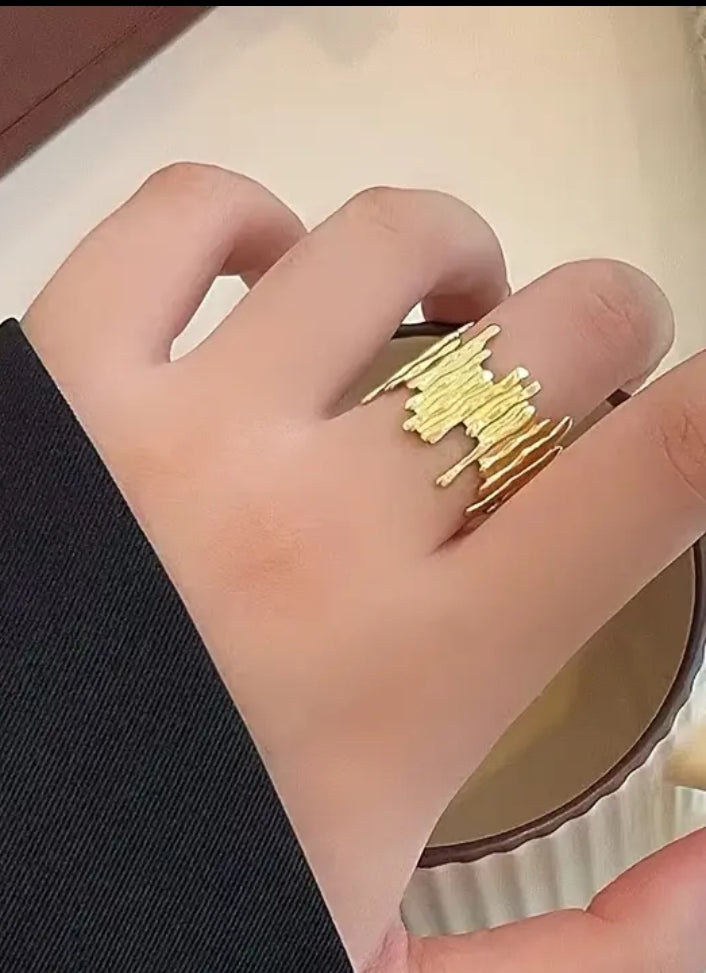 Bague Ajustable Réglable Acier inoxydable design géométrique irrégulier Artistique