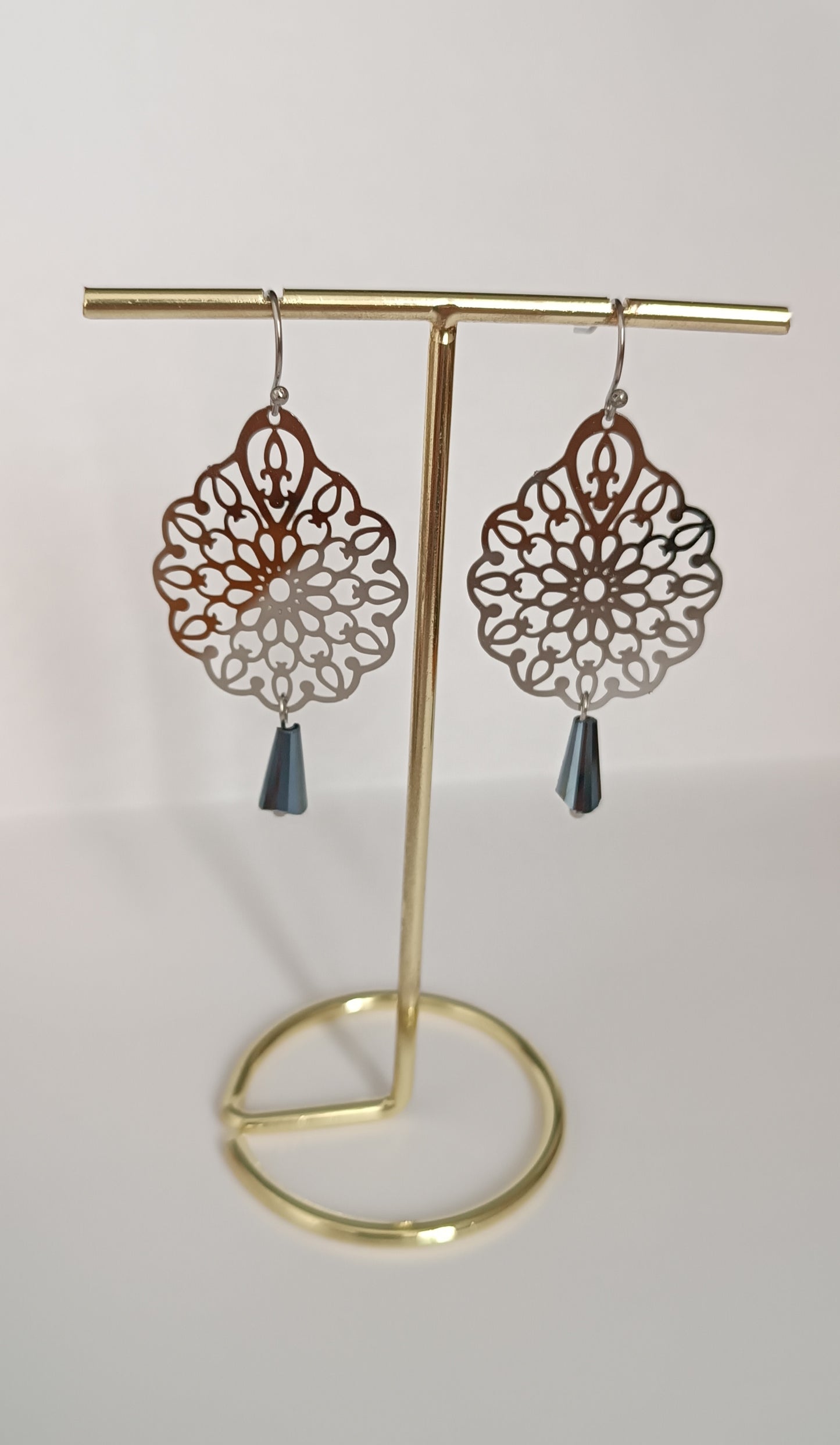 Boucles d'oreilles pendantes chic acier inoxydable forme Géométrique reflet miroir