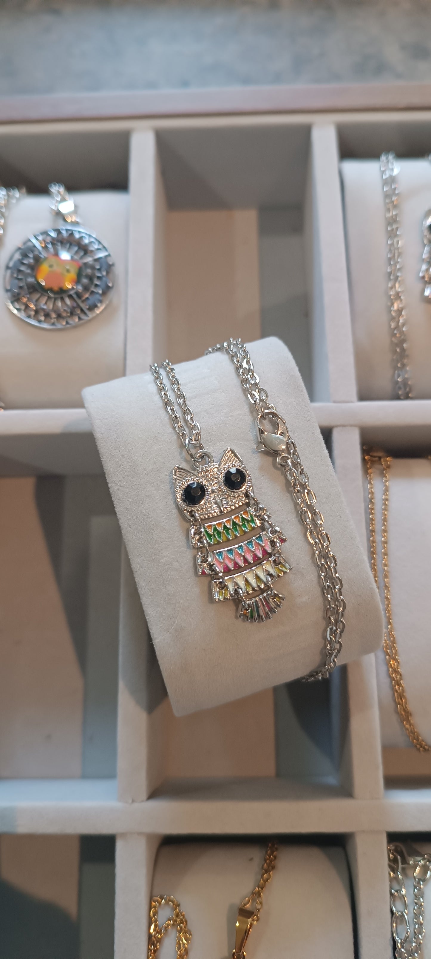 Chaîne et Pendentif Hibou Chouette acier argenté différents modèles