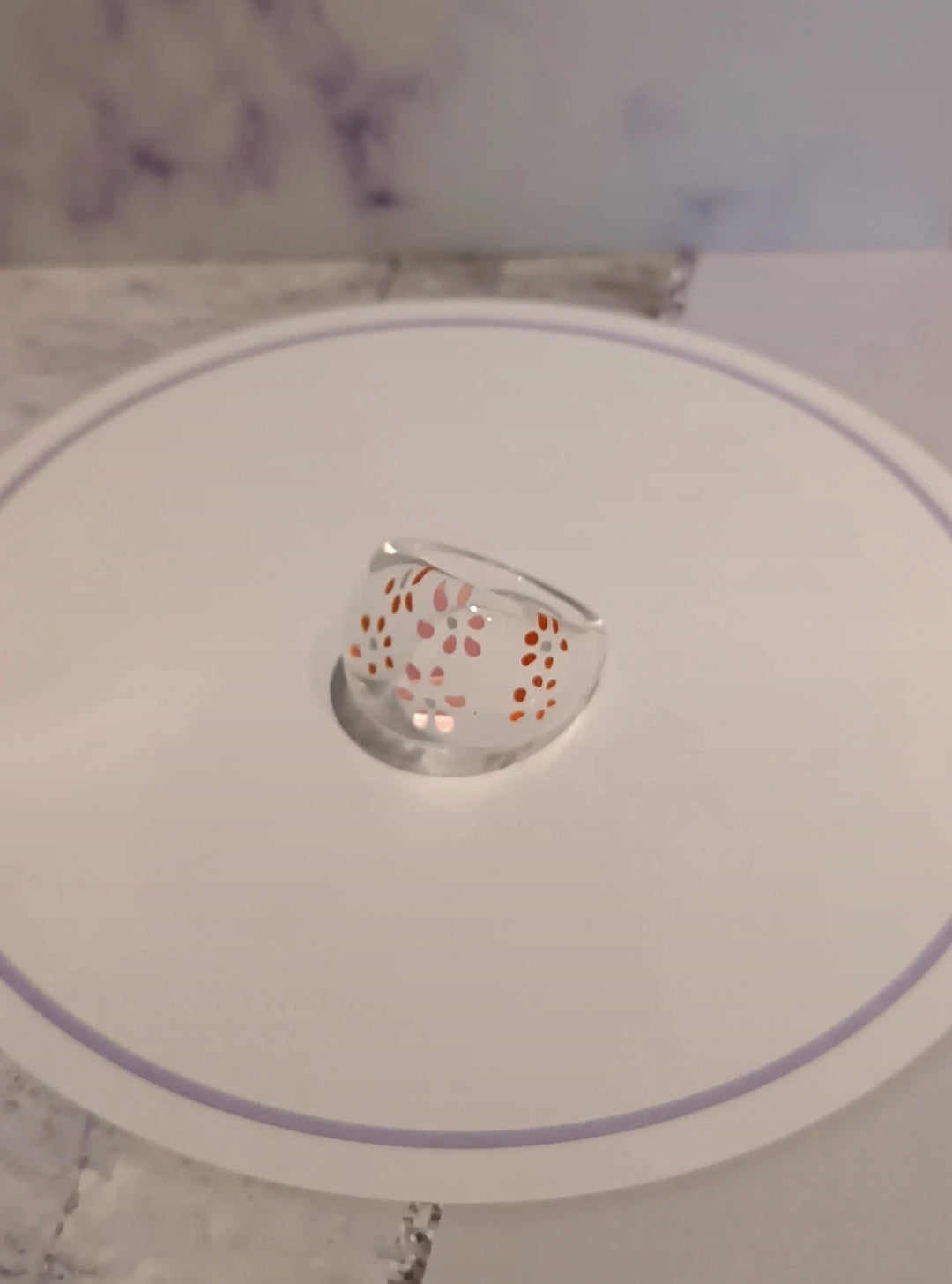 Bague en résine Florale Transparent Taille 56