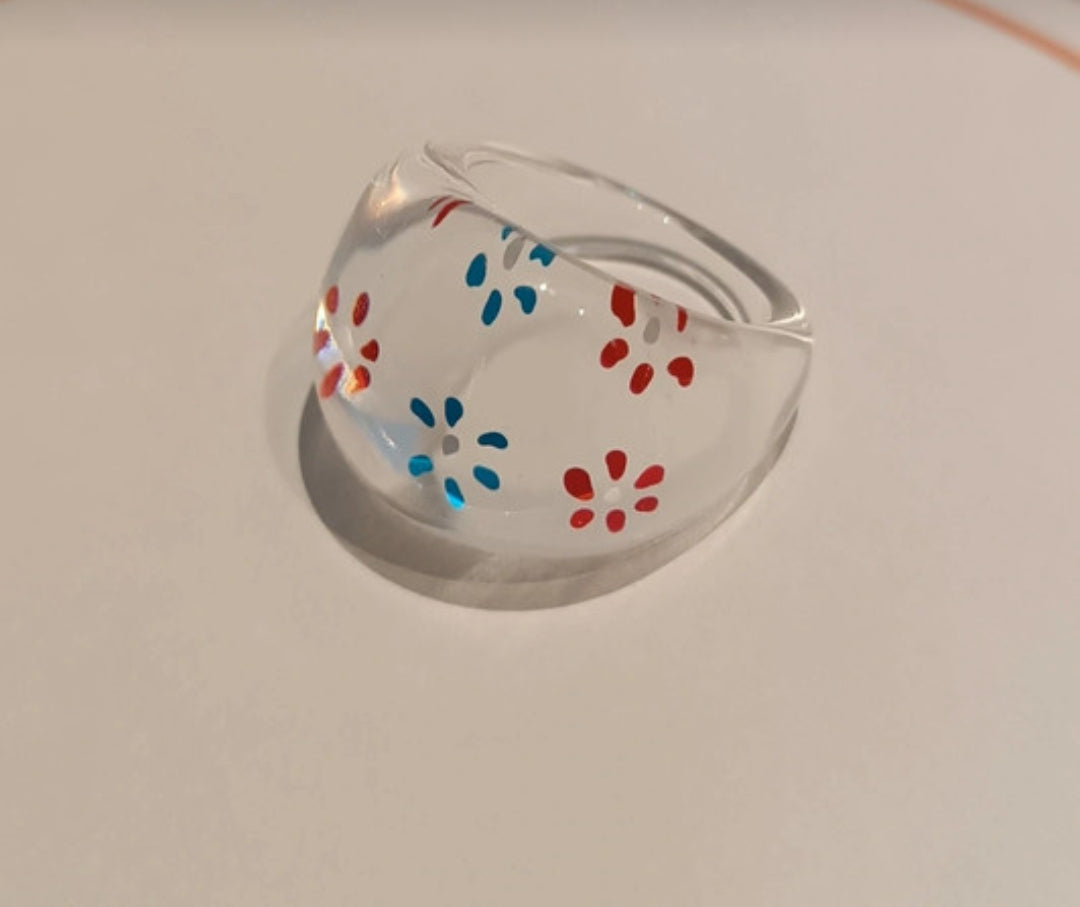 Bague en résine Florale Transparent Taille 56