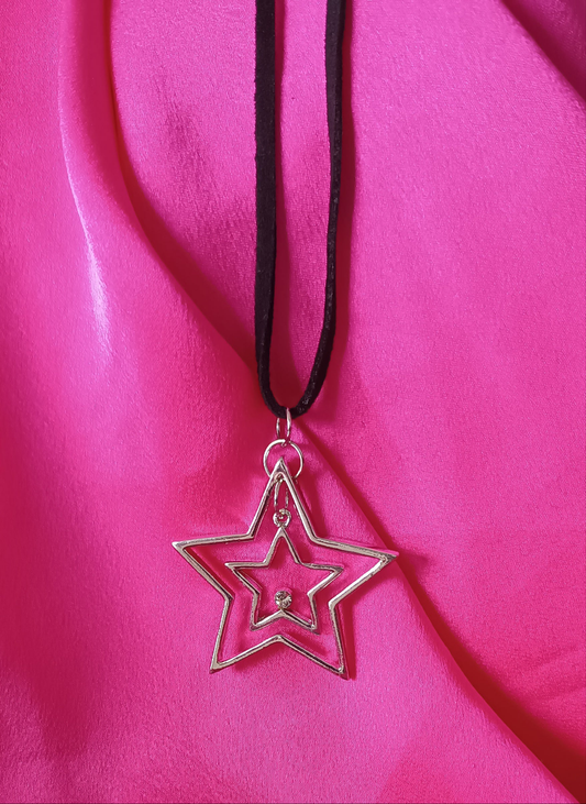 Collier et pendentif double Étoile avec petite strass Ajustable différents modèles