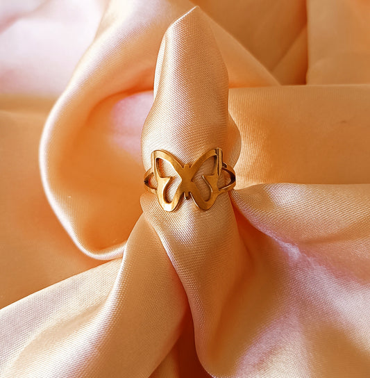 Bague acier inoxydable Femme papillon taille 54