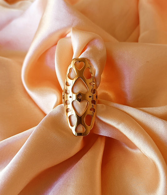 Bague acier inoxydable femme cœur arabesque taille 54
