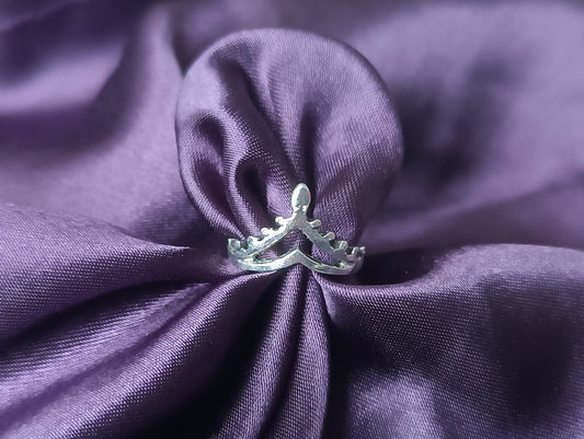 Bague  double V Acier Femme style taille 52 couronne