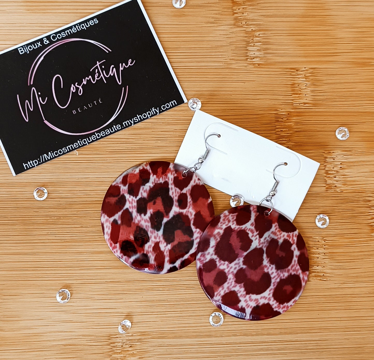 Boucles d'oreilles Léopold fushia