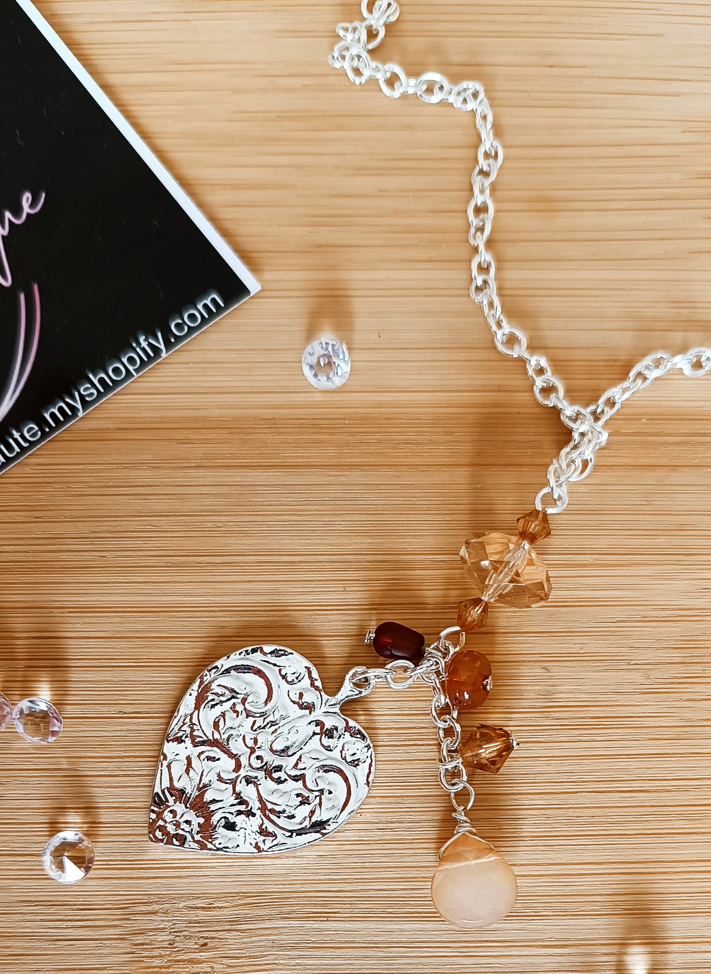 Chaîne et Pendentif "Cœur martelé " Argenté