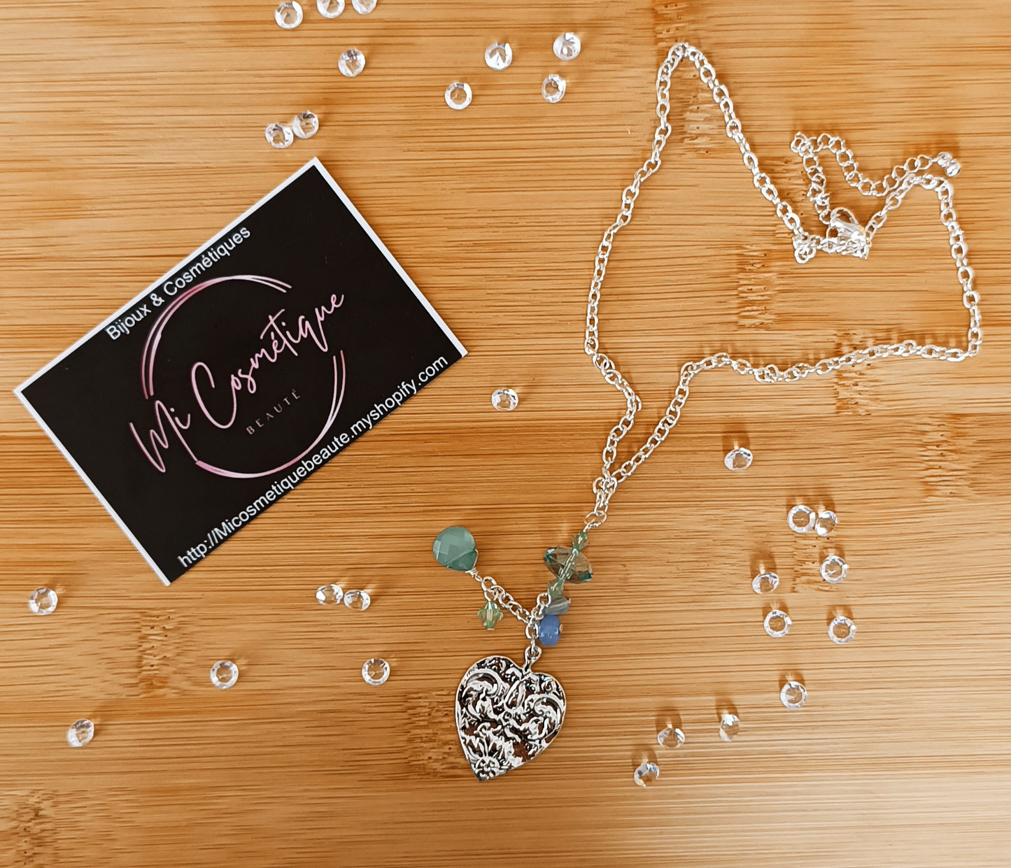 Chaîne et Pendentif "Cœur martelé " Argenté