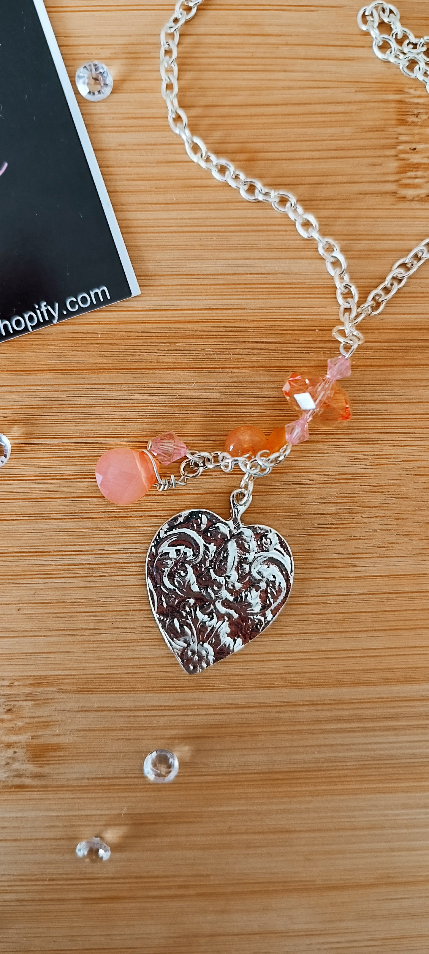 Chaîne et Pendentif "Cœur martelé " Argenté