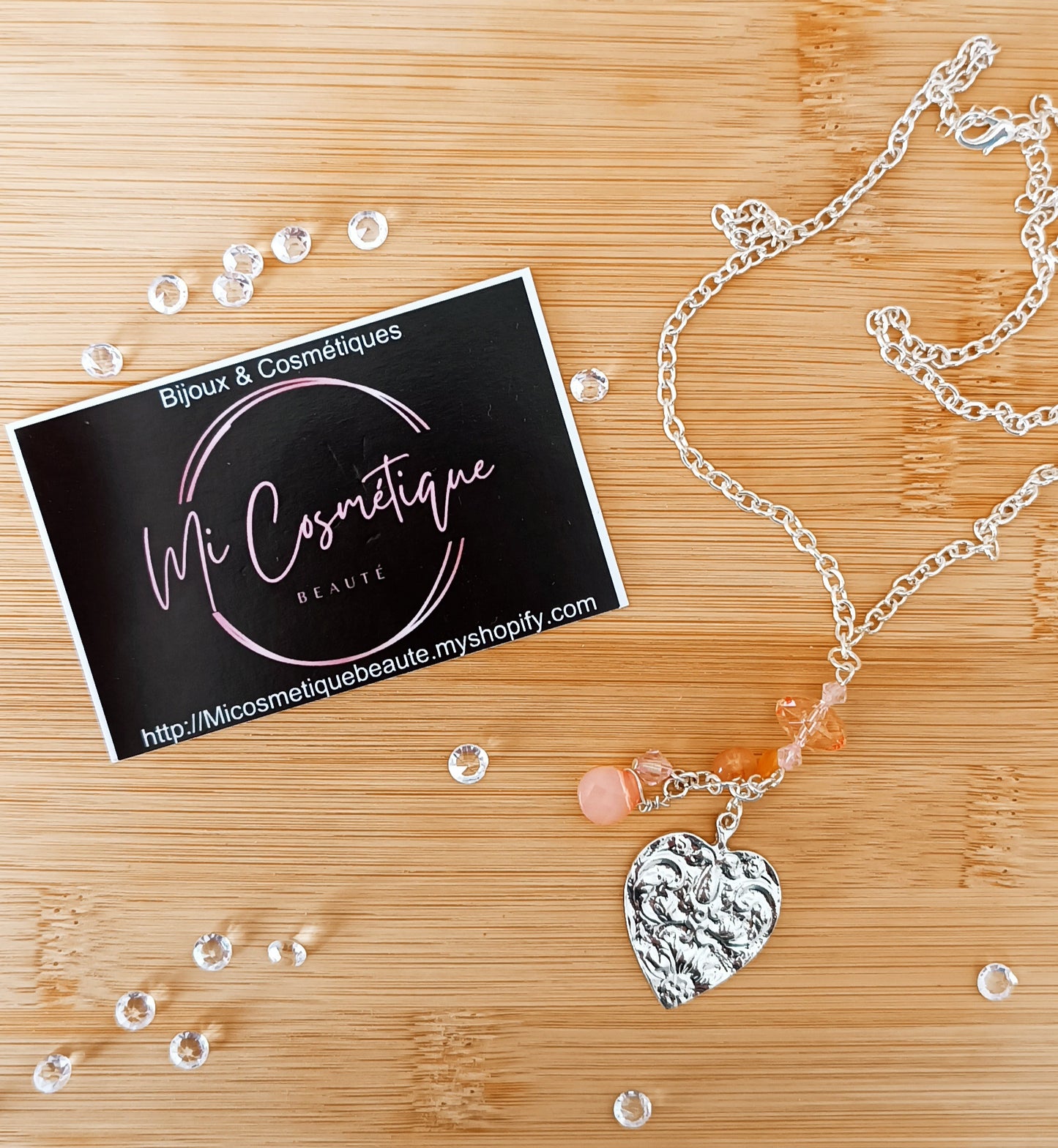 Chaîne et Pendentif "Cœur martelé " Argenté