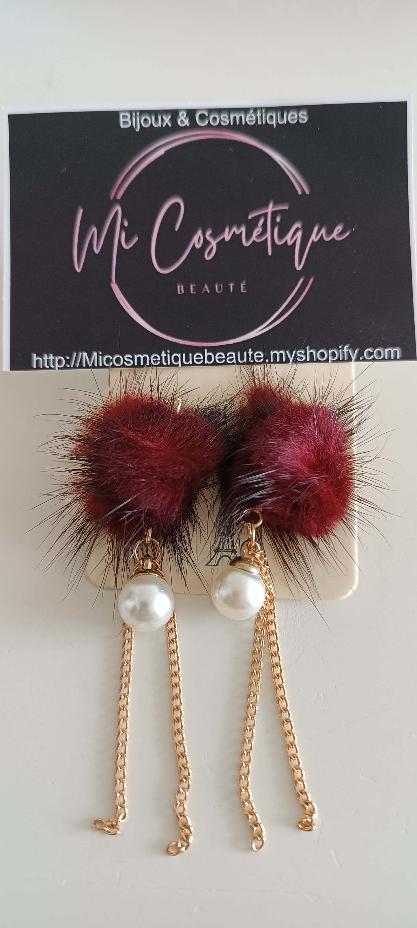 Boucles d'oreilles Perle Fourrure
