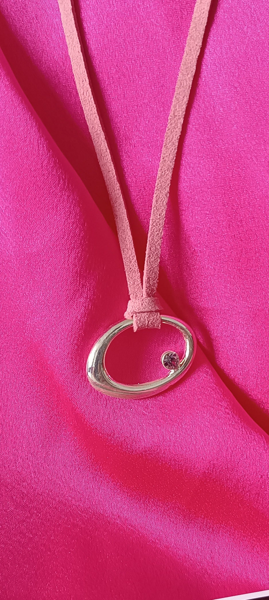 Collier pendentif ovale oeil avec strass acier inoxydable