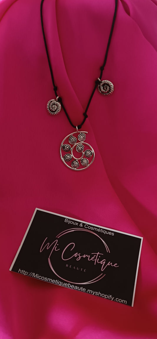 Chaine et Pendentif spirale ajustable acier