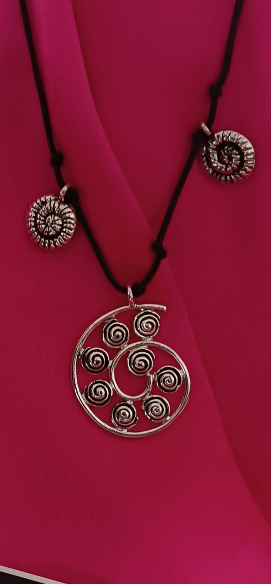 Chaîne et Pendentif spirale ajustable acier