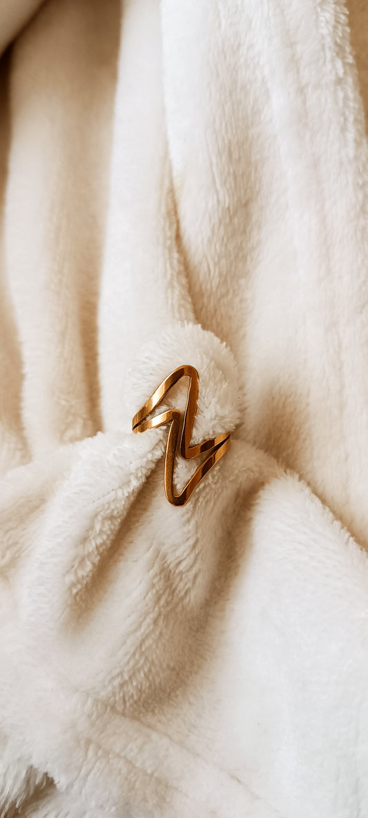 Bague acier inoxydable taille 58 double vague