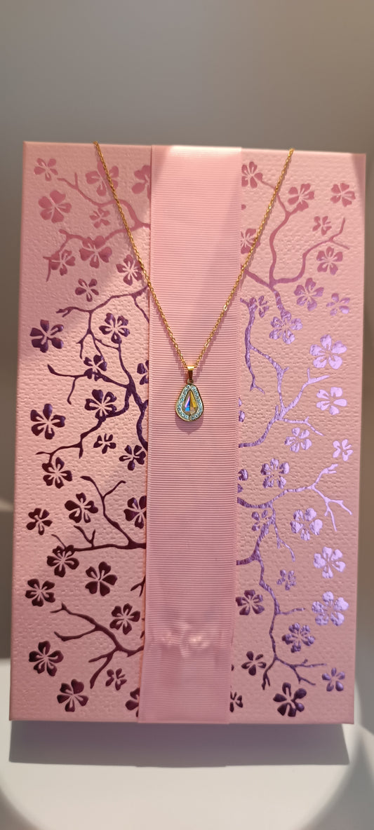 Collier et pendentif Goutte en Acier inoxydable et strass