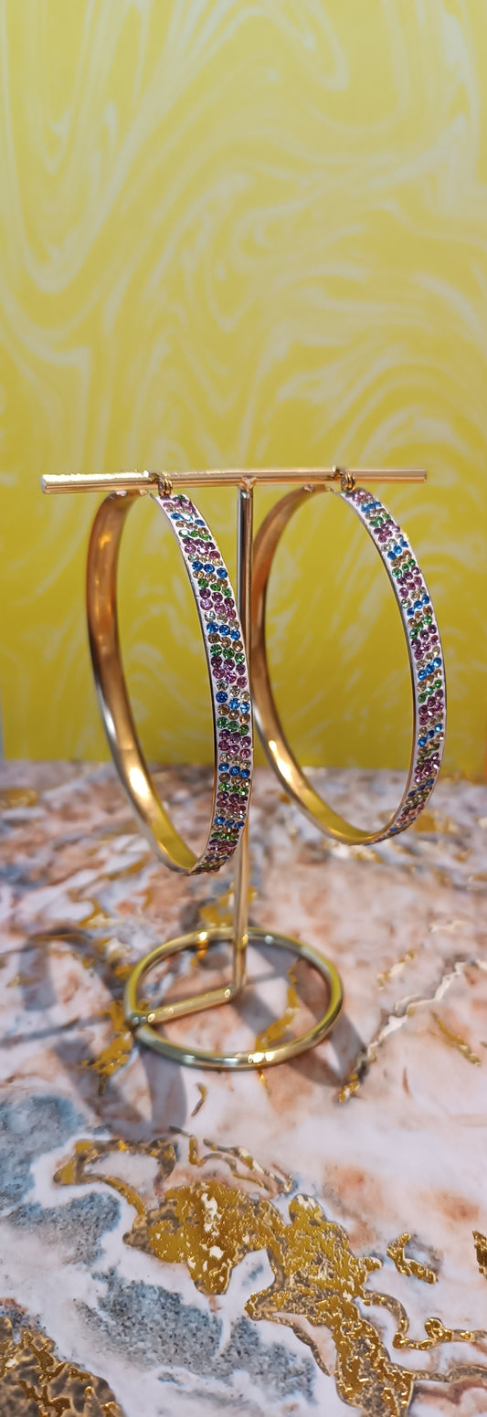 Boucles d'oreille grande créoles chic tendance anneau acier inoxydable