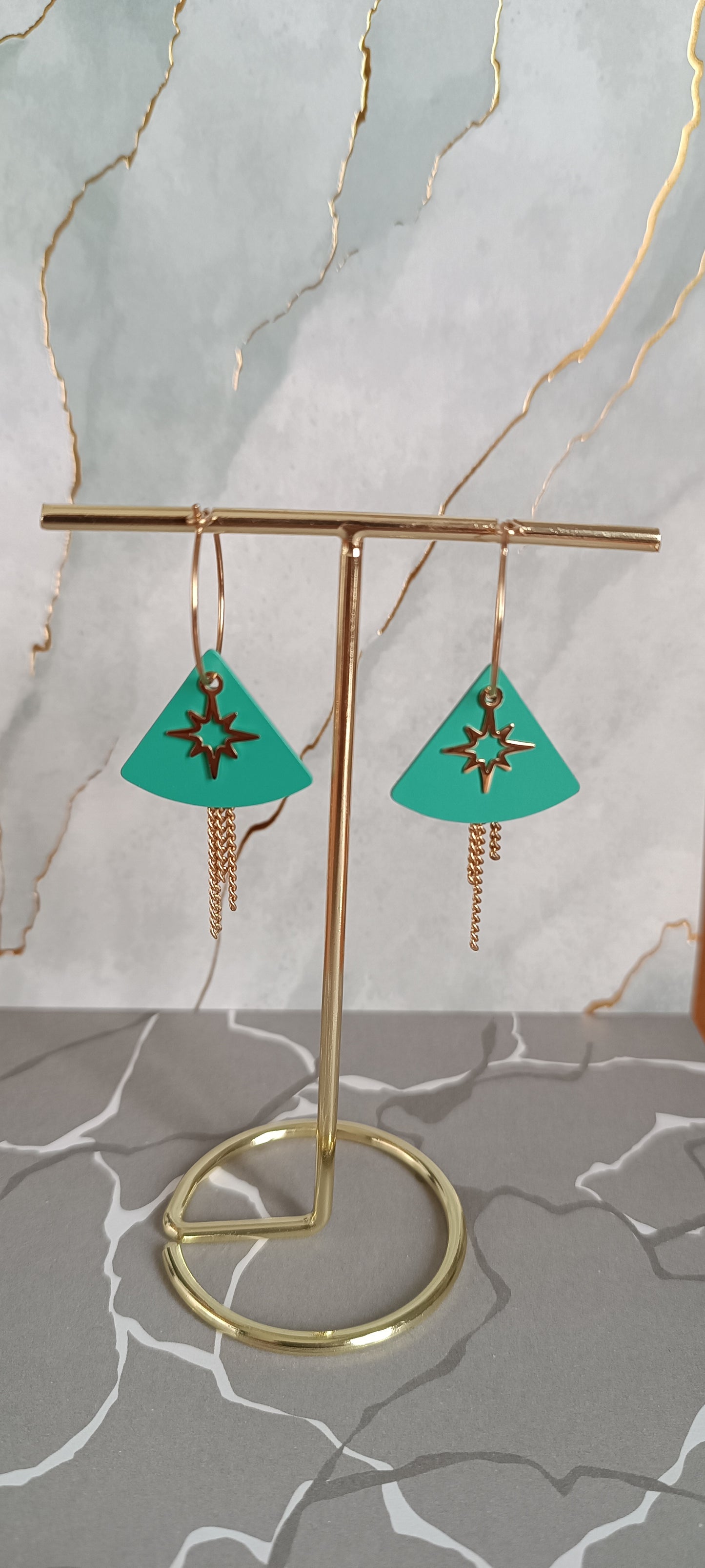 Boucles d'oreilles pendantes Acier inoxydable soleil étoile géométrique chic