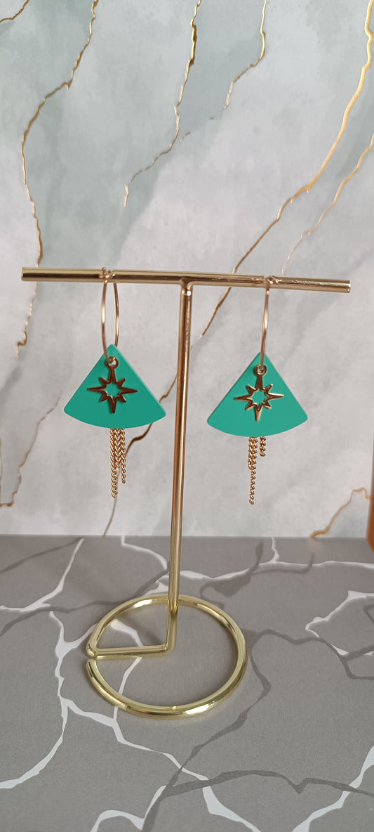 Boucles d'oreilles pendantes Acier inoxydable soleil étoile géométrique chic