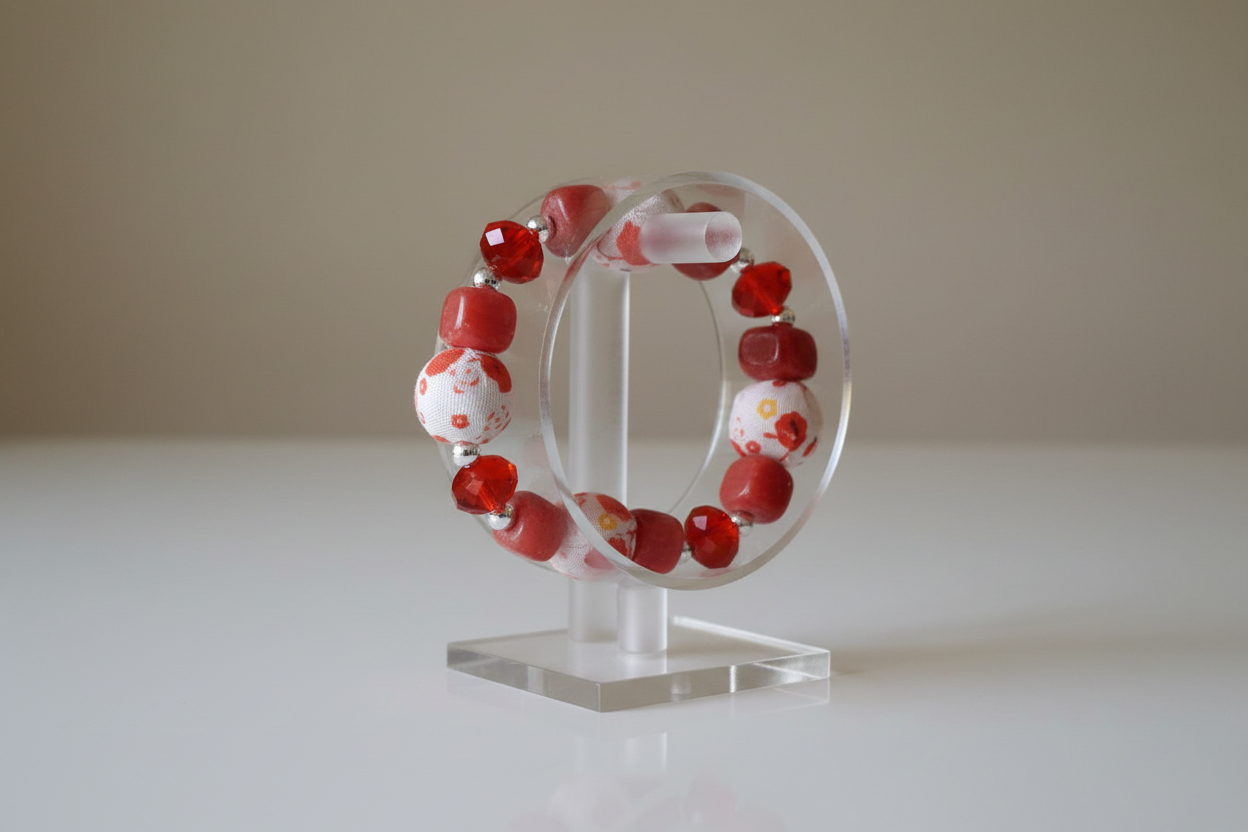 Bracelet Perle Rouge Ajustable