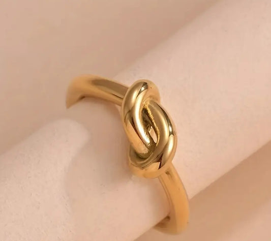 Bague Ajustable Réglable Acier inoxydable plaqué Or 18K Noeud