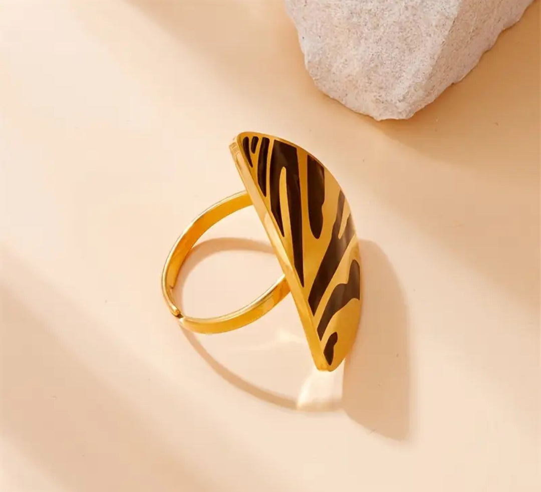 Bague Ajustable Réglable Acier inoxydable triangulaire Léopard