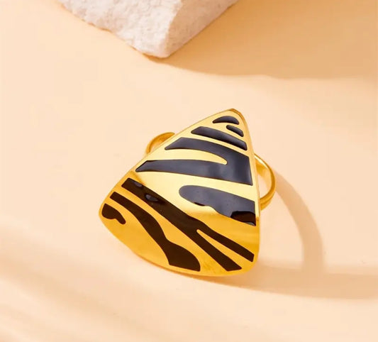 Bague Ajustable Réglable Acier inoxydable triangulaire Léopard