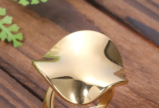 Bague Ajustable Réglable Acier inoxydable design symétrique irrégulier
