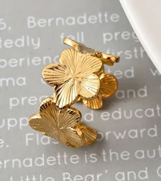 Bague Ajustable Réglable Acier inoxydable fleurs Florale