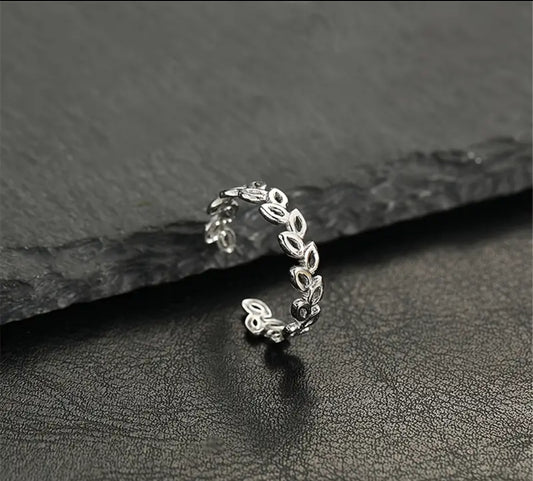 Bague Ajustable Réglable Acier inoxydable Feuille de laurier