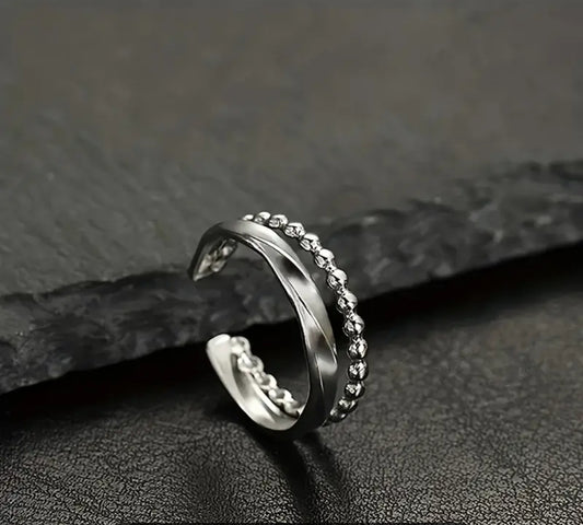 Bague Acier inoxydable Ajustable Double Anneau