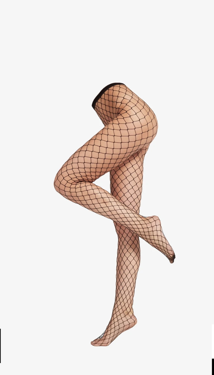 Collant filet résille ajustable 36/42 Grande maille noir