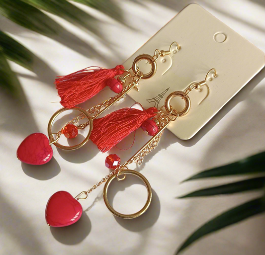 Boucles d'oreilles Rouge Doré