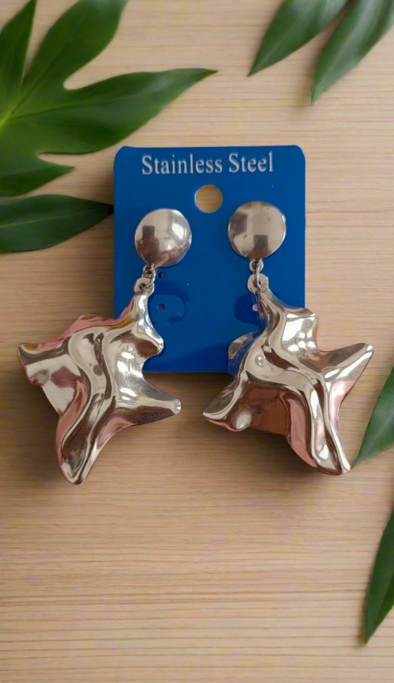 Boucles d'oreilles grande forme géométrique irrégulier acier inoxydable