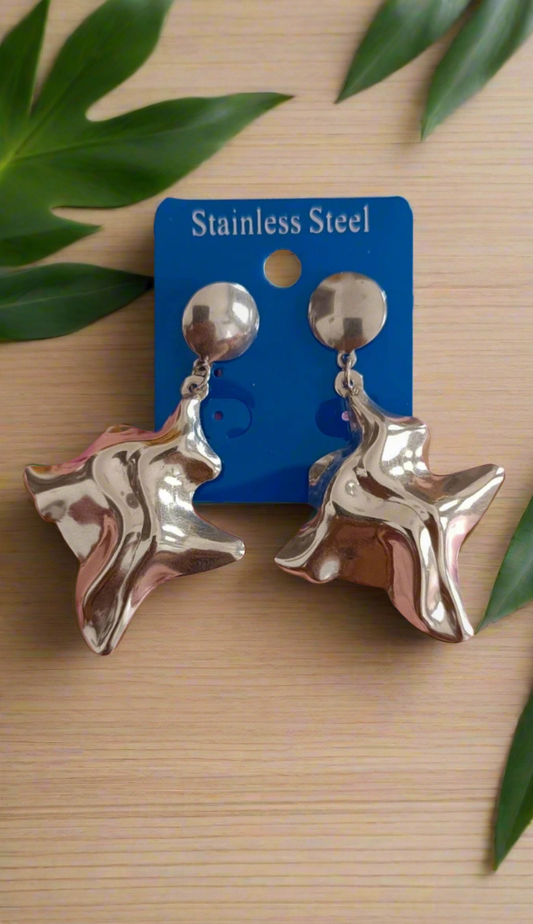 Boucles d'oreilles grande forme géométrique irrégulier acier inoxydable