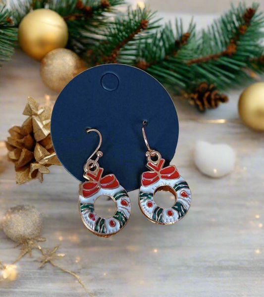 Boucles d'oreilles Noël couronne