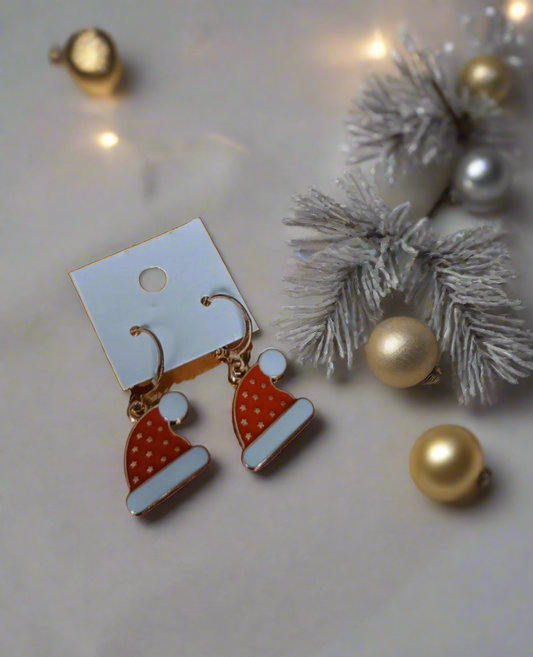 Boucles d'oreilles pendantes Bonnet de Noël