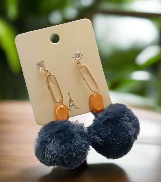 Boucles d'oreilles Fourrure Bois
