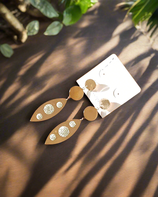 Boucles d'oreilles acier inoxydable pendantes forme Géométrique avec strass
