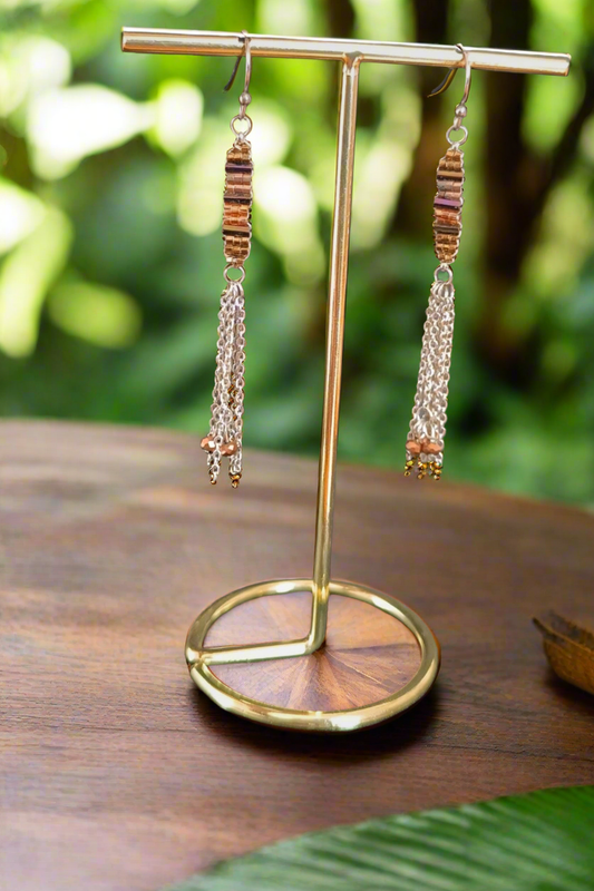 Boucles d'oreilles chic longue pendante perles Acier inoxydable