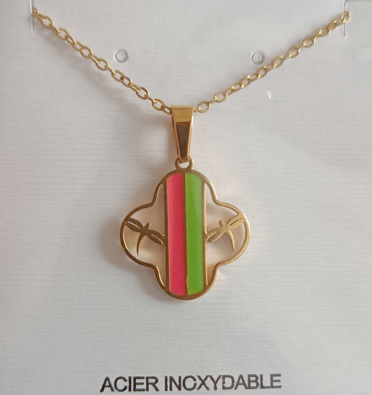 Chaine pendentif libellule acier inoxydable forme géométrique