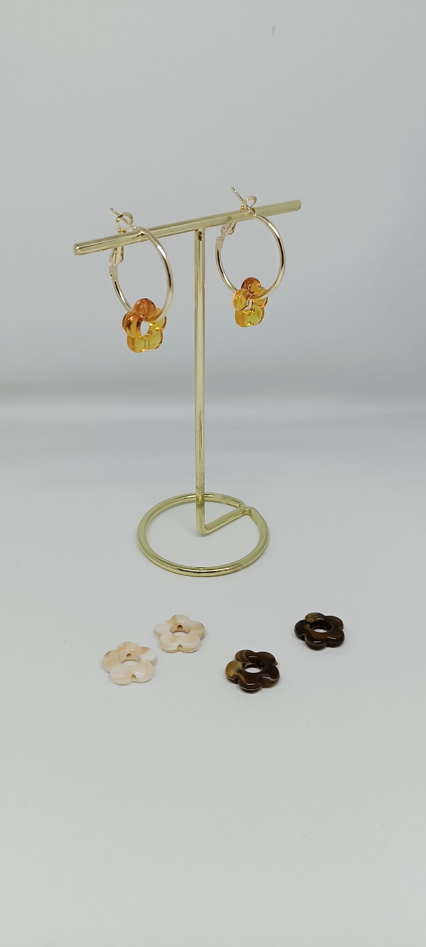 Boucles d'oreilles pendantes chic créole interchangeable pampilles fleur acier inoxydable, lot de trois paires de Pampilles
