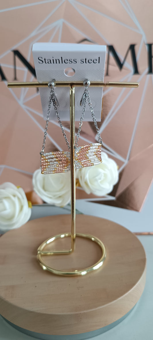 Boucles d'oreilles acier inoxydable perle légère chic